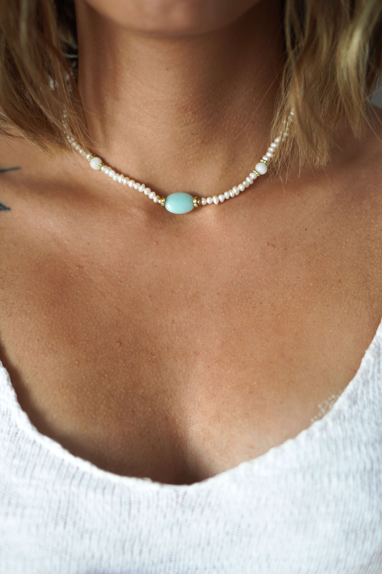 Pearl Choker "Amazonit"